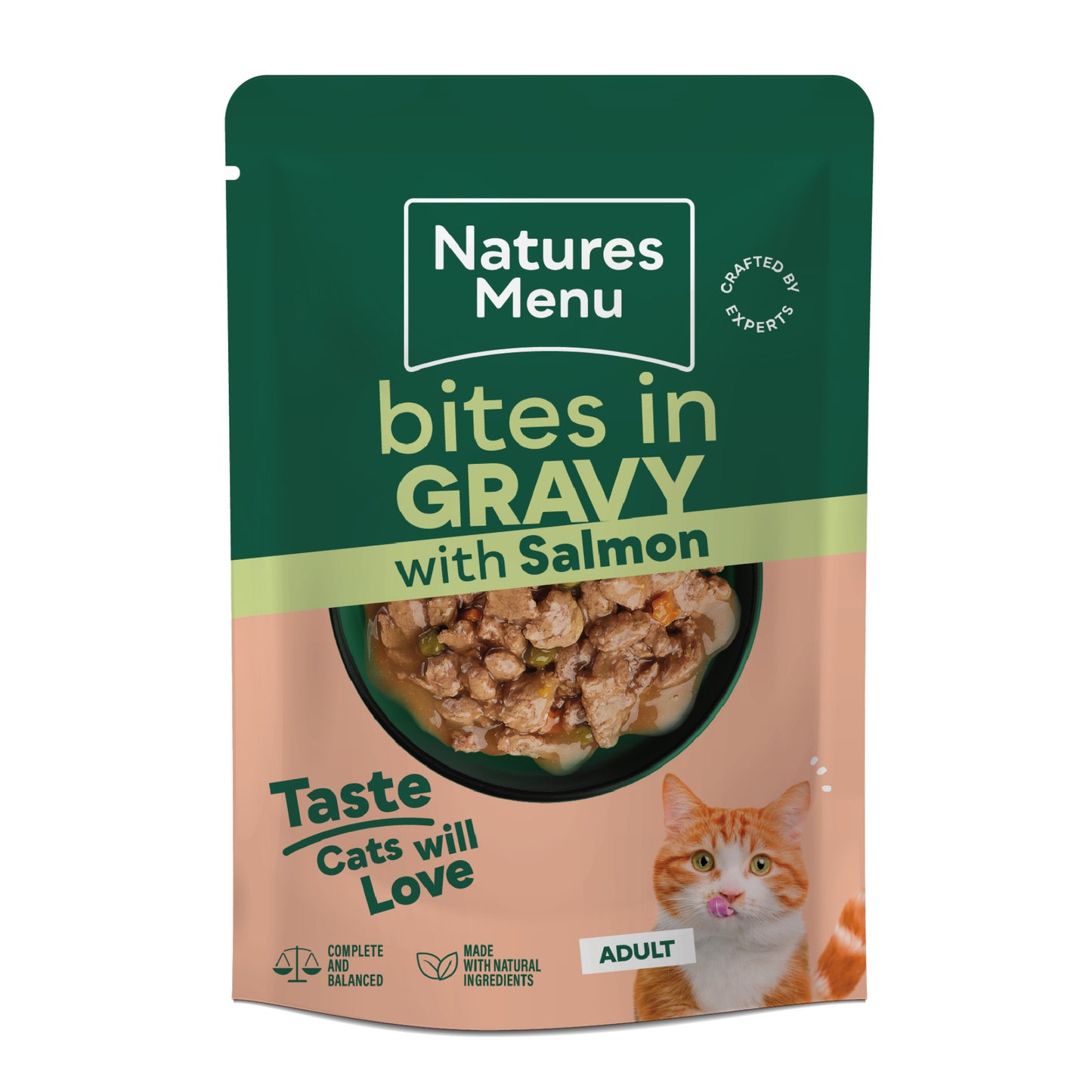 Natures Menu Wet Cat Food: Pouch Adult Salmon Bites in Gravy 85g