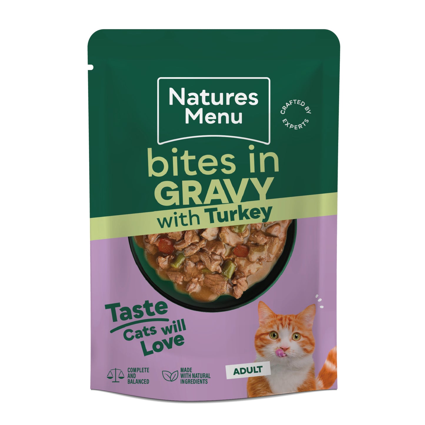 Natures Menu Wet Cat Food: Pouch Adult Turkey Bites in Gravy 85g