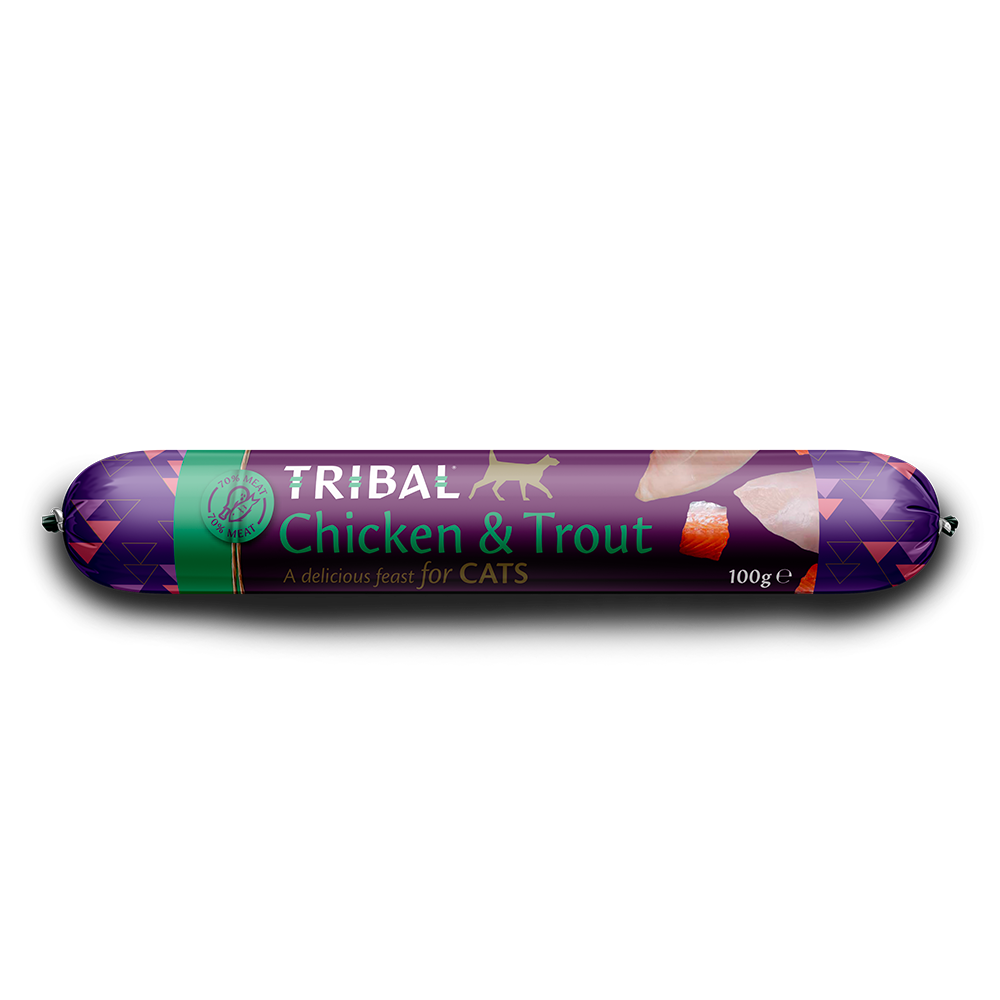 Tribal Cat Food: 70% Gourmet Chicken & Trout Sausage 100g