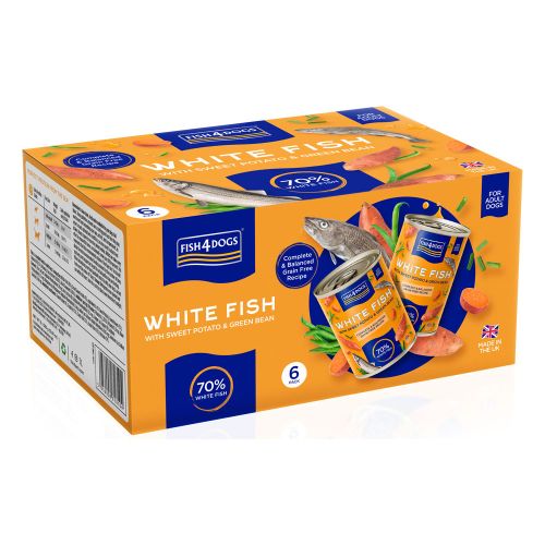 Fish4Dogs Wet Dog Food: Finest Adult White Fish with Sweet Potato & Green Bean