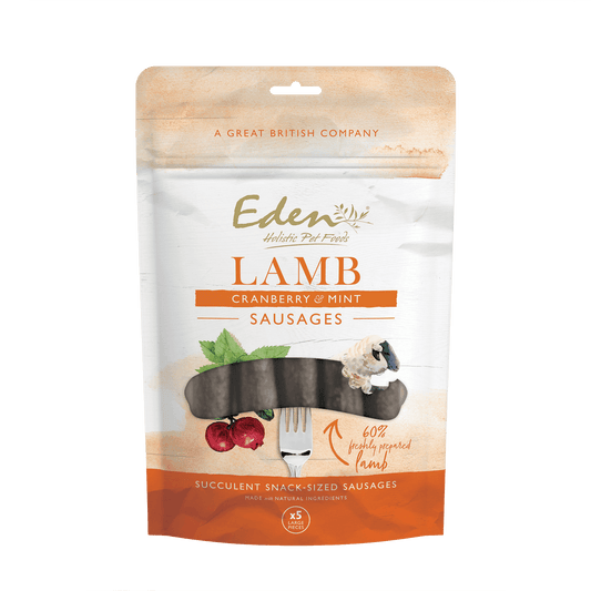 Eden Dog Treats: Sausages Lamb, Cranberry & Mint 5pk