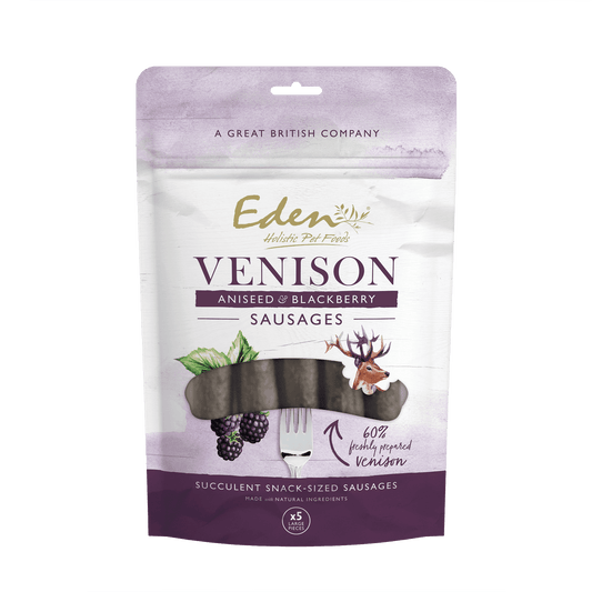 Eden Dog Treats: Sausages Venison, Aniseed & Blackberry 5pk