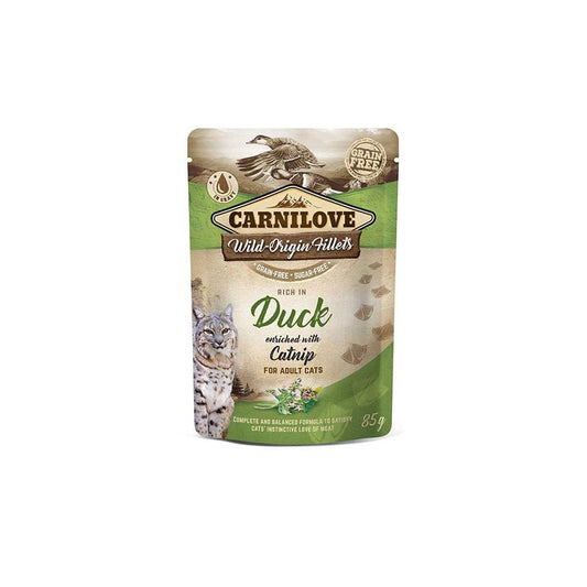 Carnilove Wet Cat Food: Pouch Adult Duck with Catnip 85g
