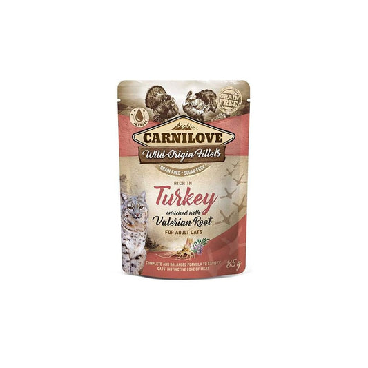 Carnilove Wet Cat Food: Pouch Adult Turkey with Valerian 85g