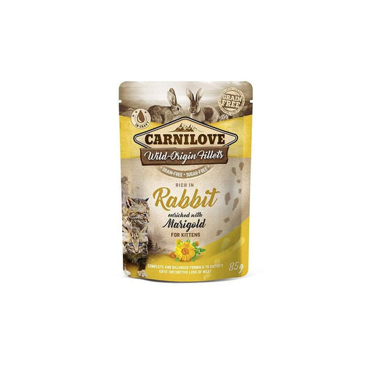 Carnilove Wet Cat Food: Pouch Kitten Rabbit with Marigold 85g