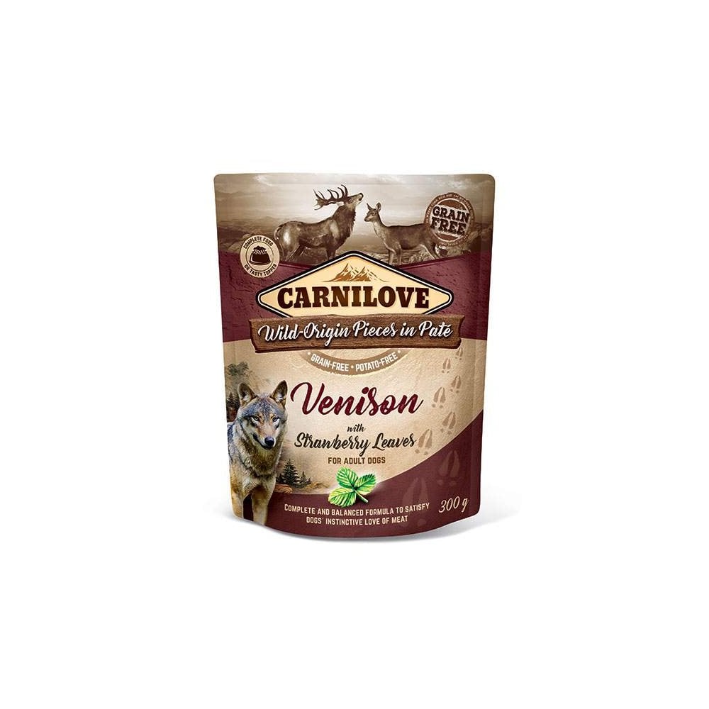 Carnilove Wet Dog Food: Pouch Adult Venison with Strawberry 300g