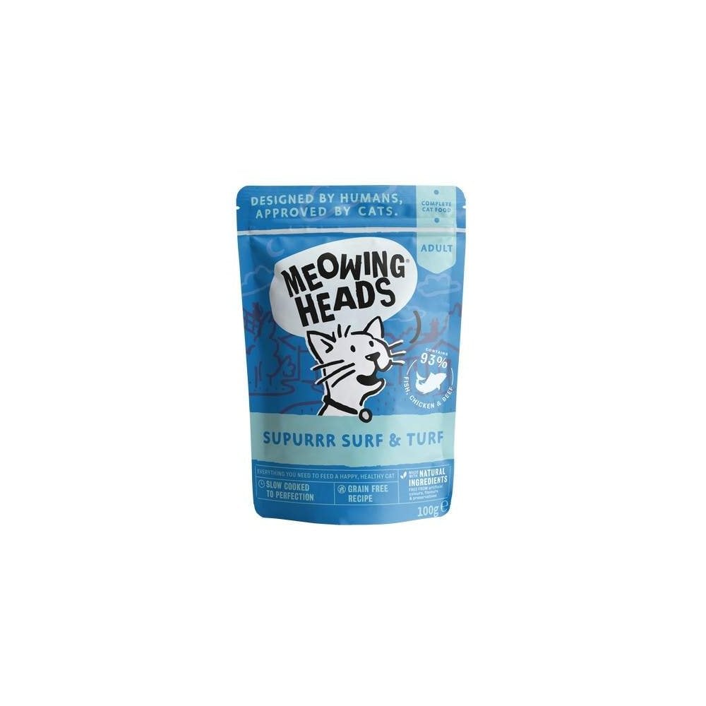 Meowing Heads Wet Cat Food: Surf & Turf 100g