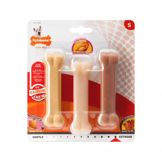 Nylabone Peanut Butter/ Chicken/ Bacon Extreme Triple Pack Small