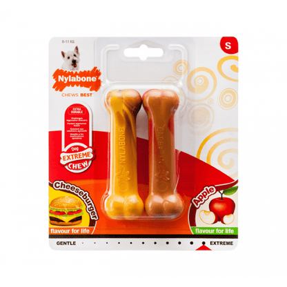 Nylabone Cheeseburger/ Apple Extreme Twin Pack Small