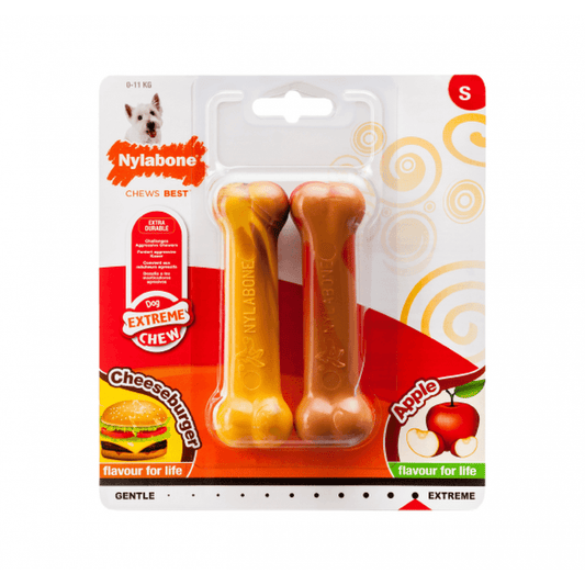 Nylabone Cheeseburger/ Apple Extreme Twin Pack Small
