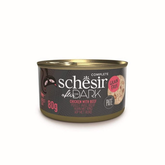 Schesir After Dark Wet Cat Food: Adult Chicken with Beef in Pate 80g