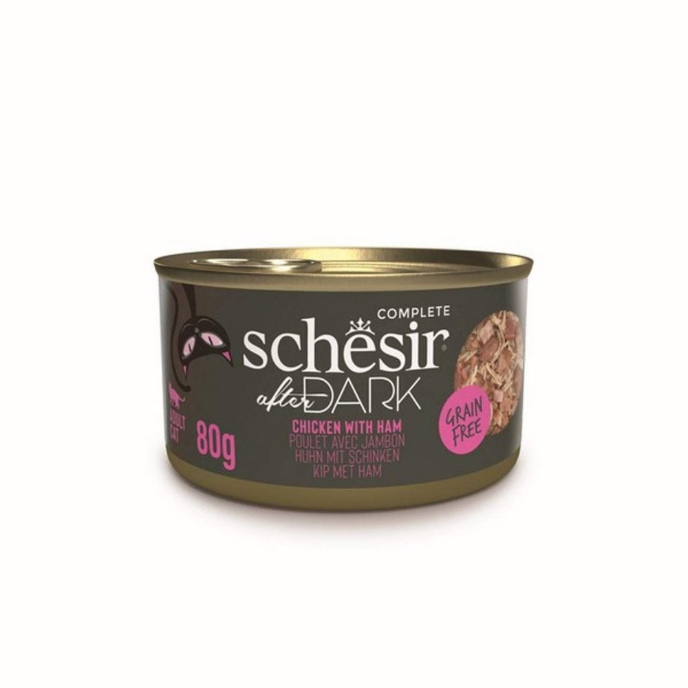 Schesir After Dark Wet Cat Food: Adult Chicken with Ham in Broth 80g