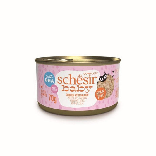 Schesir Baby Wet Cat Food: Kitten Chicken with Salmon in Broth 70g