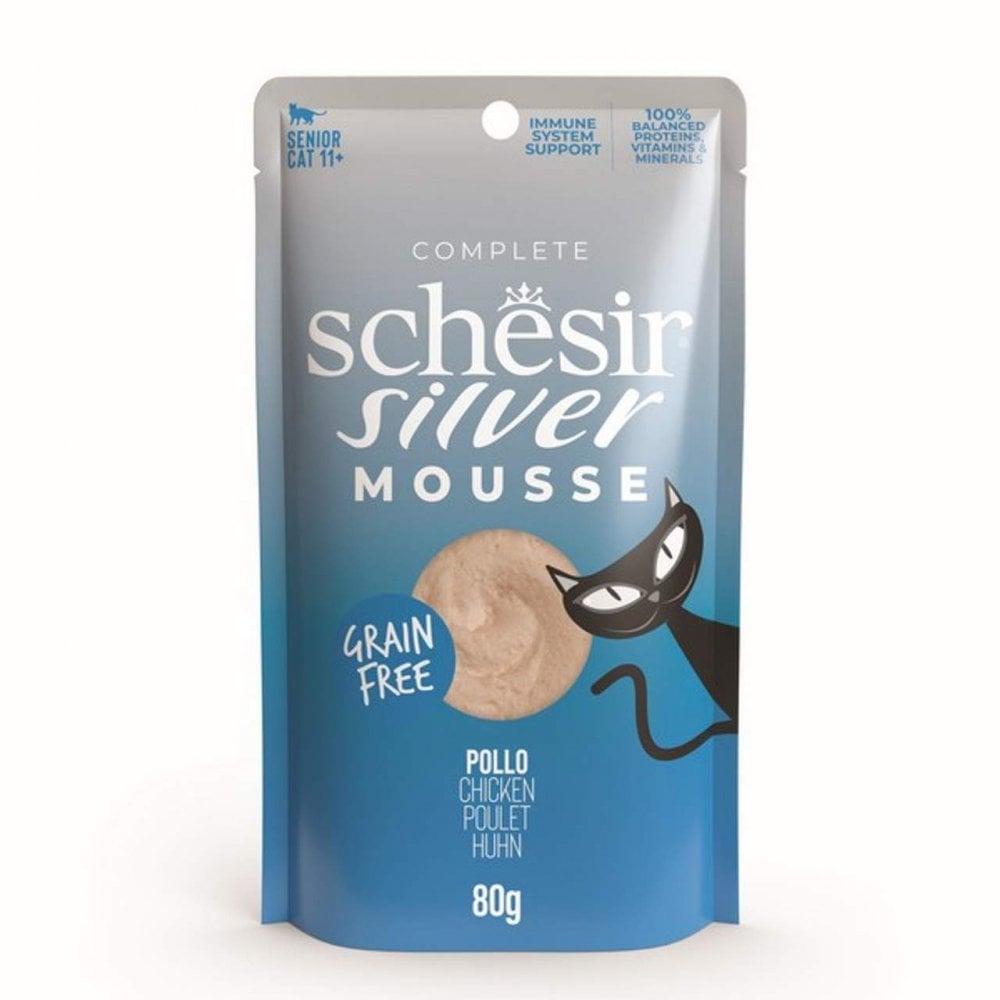 Schesir Silver Wet Cat Food: Senior Chicken Mousse 80g