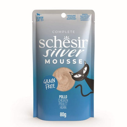 Schesir Silver Wet Cat Food: Senior Chicken Mousse 80g