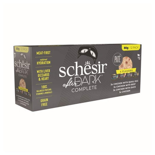 Schesir After Dark Wet Cat Food: Adult MultiPack in Pate 12x80g