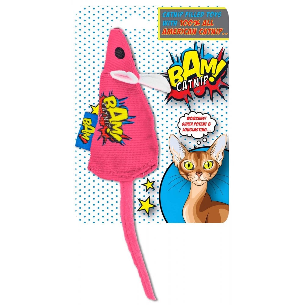 BAM Catnip Mouse Pink Cat Toy