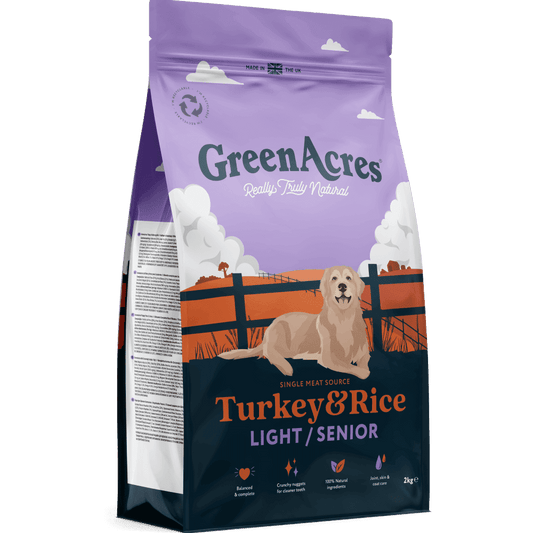 GreenAcres Dog Food: Light/ Senior Turkey & Rice 12kg