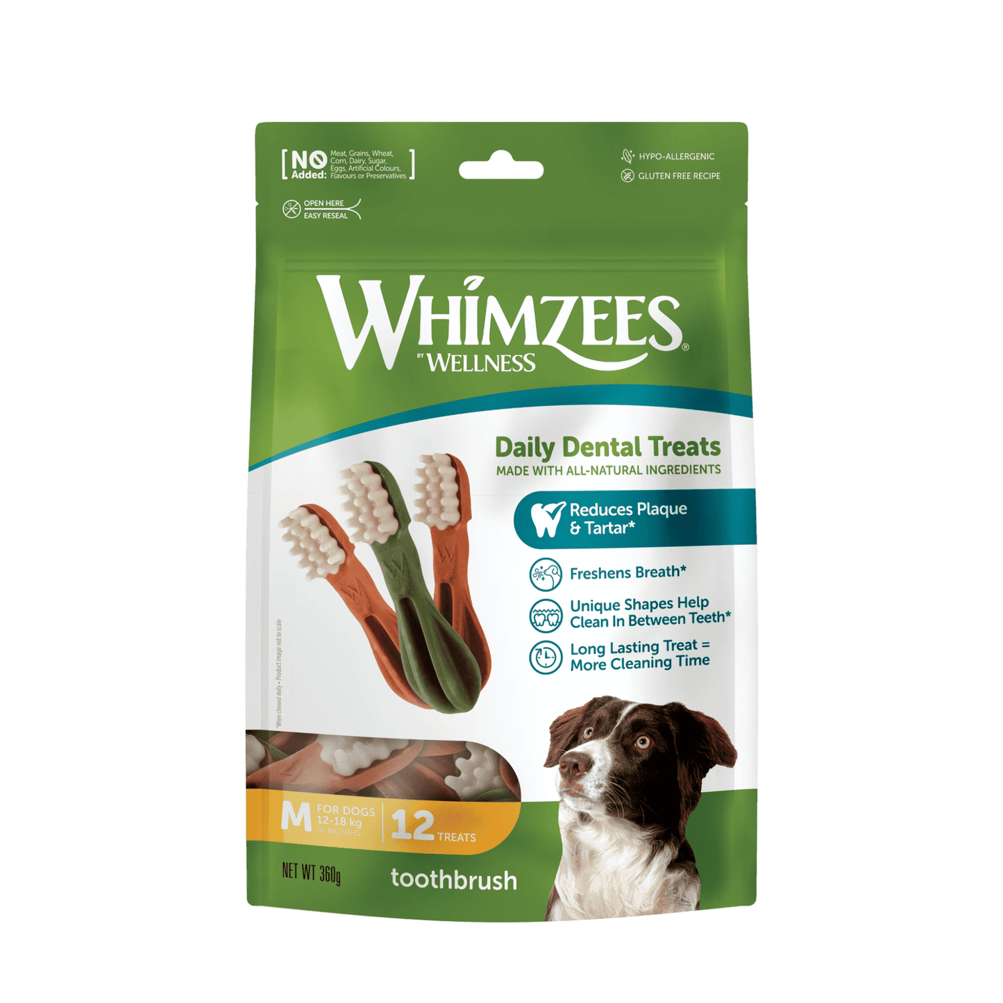 Whimzees Dog Treats: Toothbrush Medium 12pk