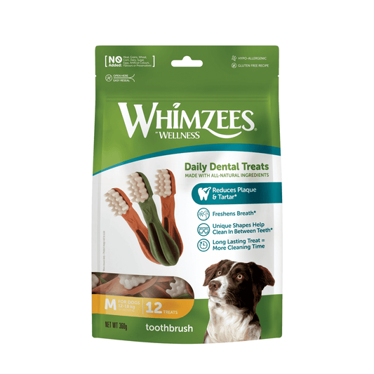 Whimzees Dog Treats: Toothbrush Medium 12pk