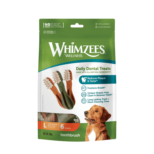 Whimzees Dog Treats: Toothbrush Large 6pk