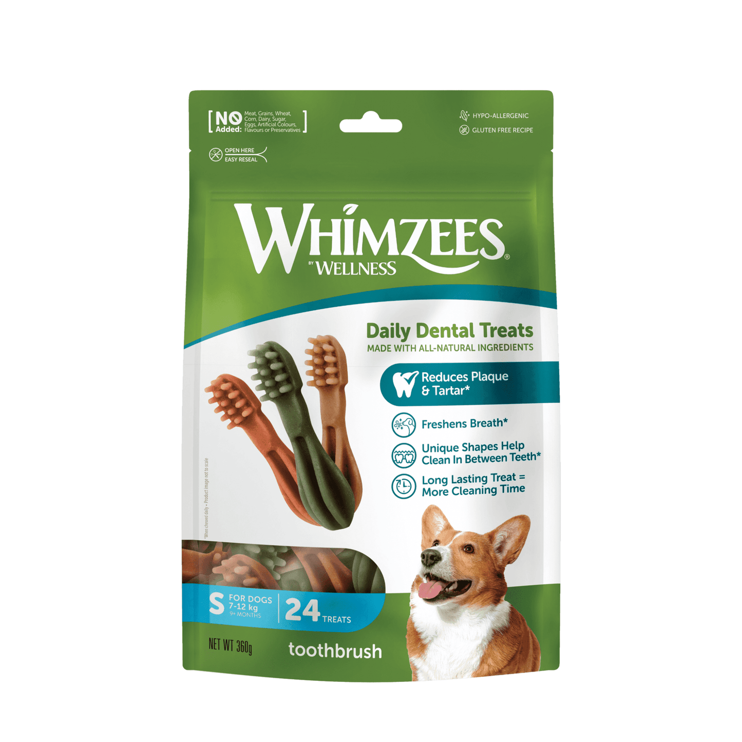 Whimzees Dog Treats: Toothbrush Small 24pk