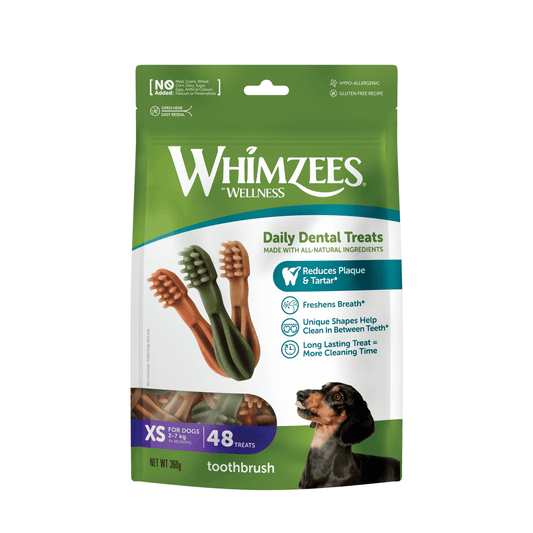 Whimzees Dog Treats: Toothbrush Extra Small 48pk