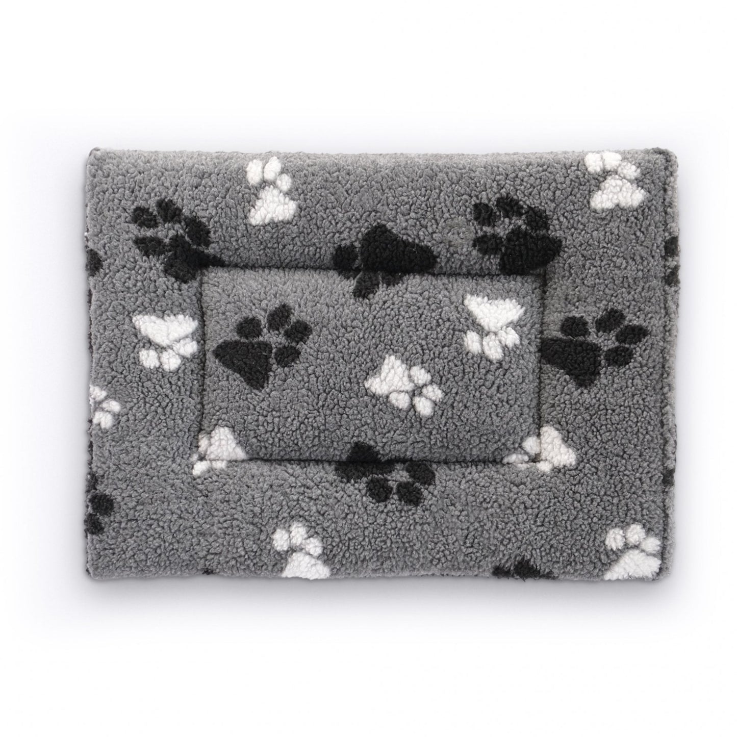 Petlife Crate Mat Grey with Black & White Paws