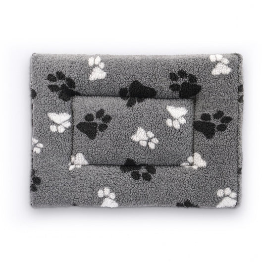 Petlife Crate Mat Grey with Black & White Paws