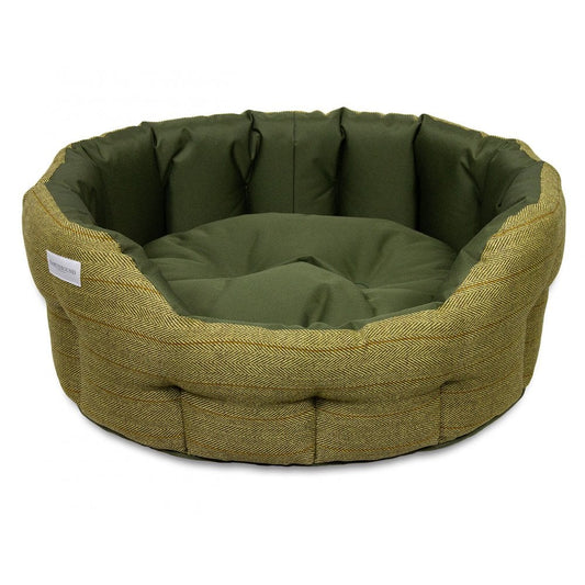 Earthbound Round Modern Tweed & Waterproof Bed Forest Green
