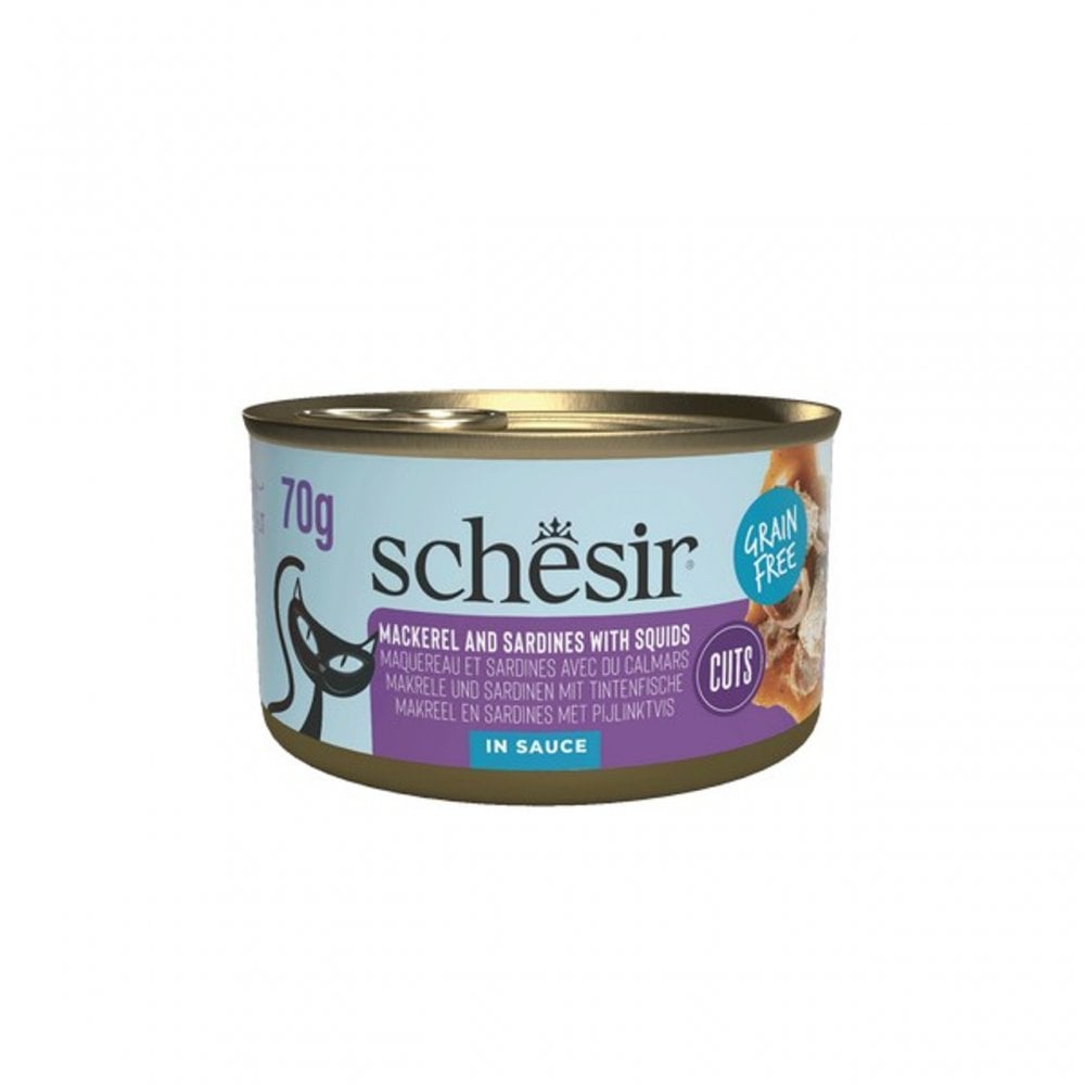 Schesir Wet Cat Food: Can Mackerel & Sardines with Squid in Sauce 70g