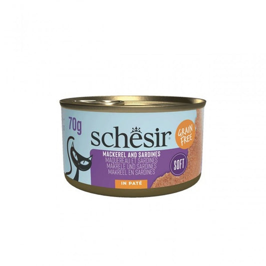Schesir Wet Cat Food: Can Mackerel & Sardines in Pate 70g