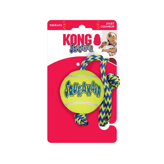 KONG SqueakAir Ball With Rope Medium