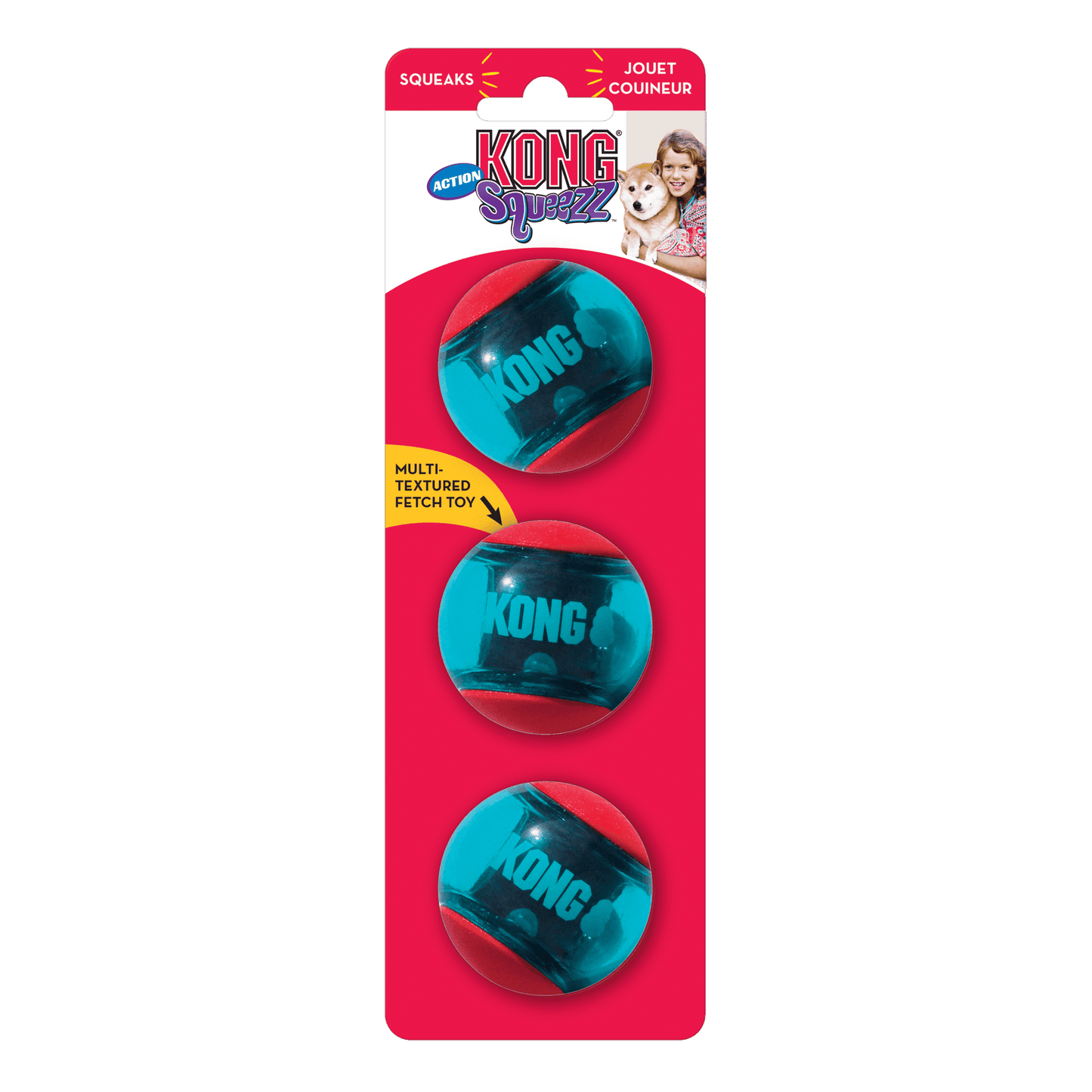 KONG Squeezz Action Balls Red Small 3pk
