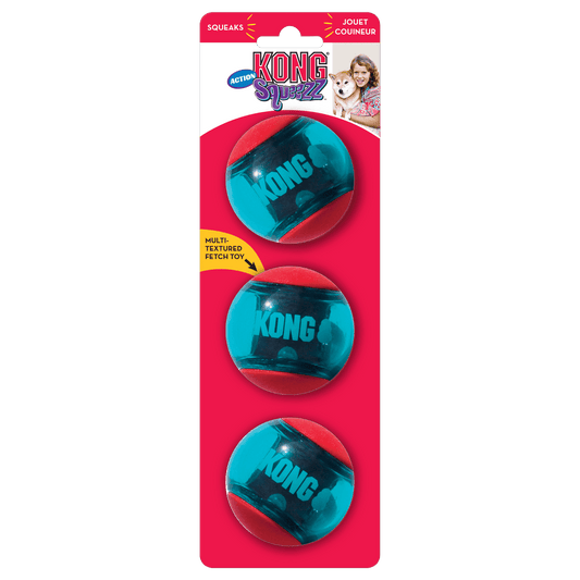 KONG Squeezz Action Balls Red Medium 3pk