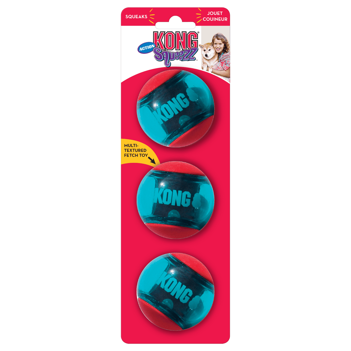 KONG Squeezz Action Balls Red Medium 3pk