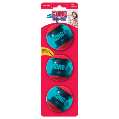 KONG Squeezz Action Balls Red Medium 3pk