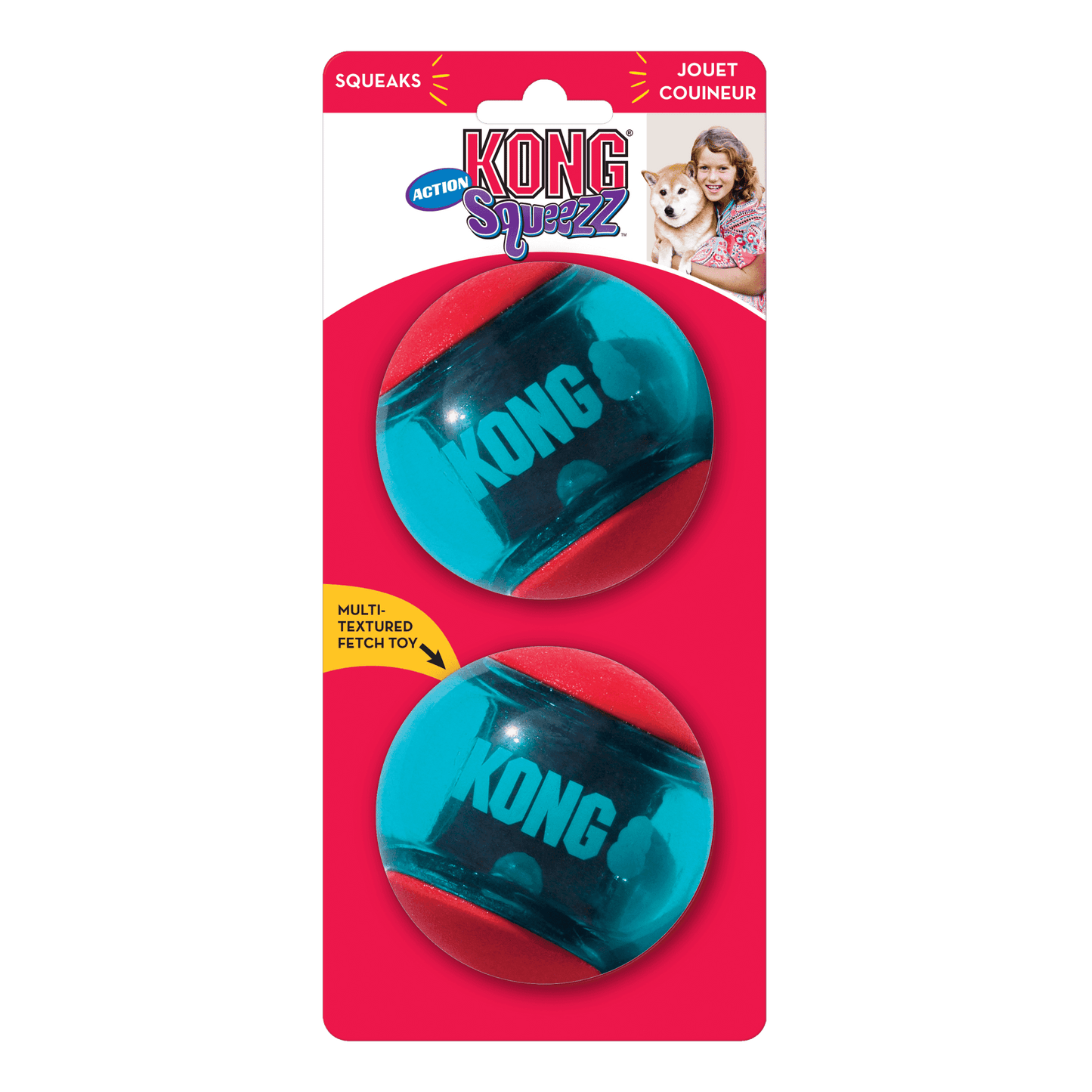 KONG Squeezz Action Balls Red Large 2pk