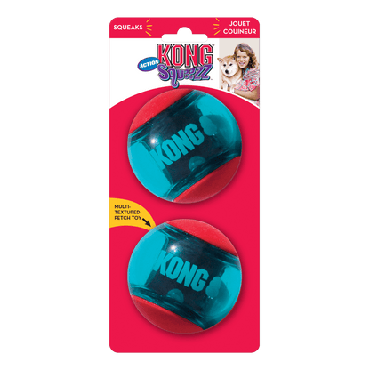 KONG Squeezz Action Balls Red Large 2pk
