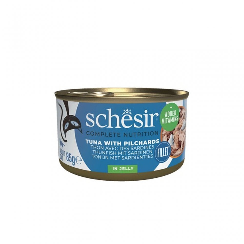 Schesir Wet Cat Food: Can Adult Tuna with Pilchard in Jelly 85g