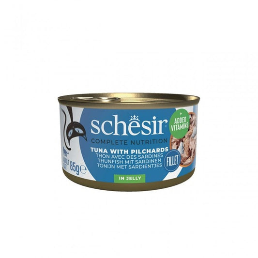 Schesir Wet Cat Food: Can Adult Tuna with Pilchard in Jelly 85g