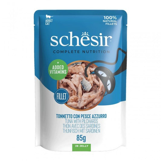 Schesir Wet Cat Food: Pouch Adult Tuna with Pilchard in Jelly 85g