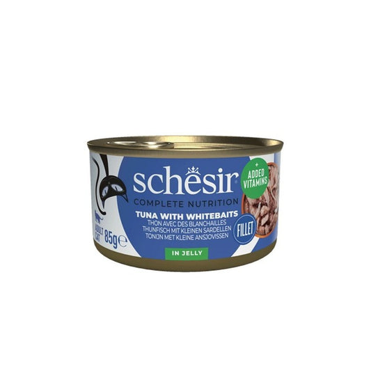Schesir Wet Cat Food: Can Adult Tuna with Whitebaits in Jelly 85g