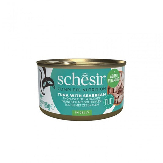 Schesir Wet Cat Food: Can Adult Tuna with Seabream in Jelly 85g