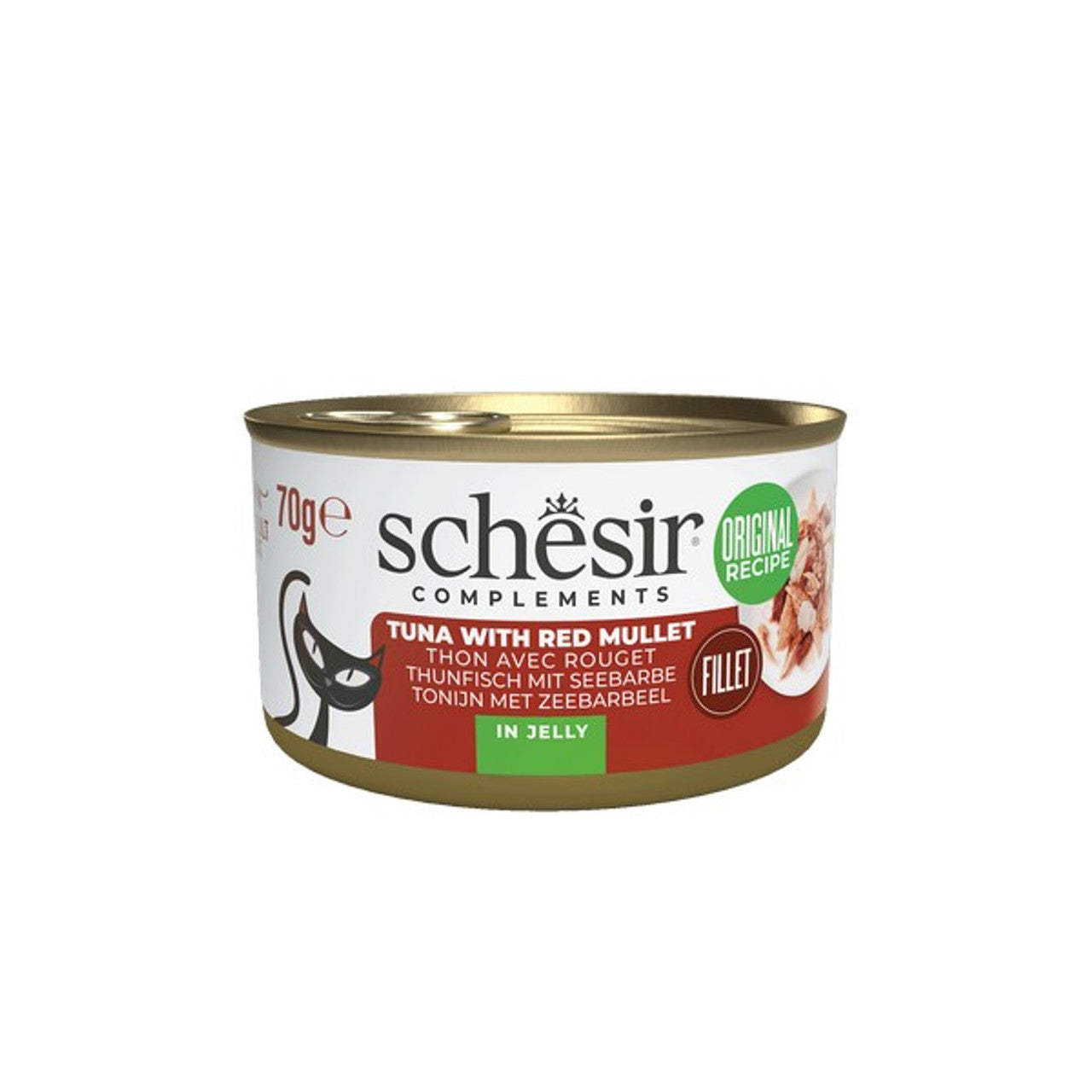 Schesir Wet Cat Food: Complements Can Tuna with Red Mullet In Jelly 70g