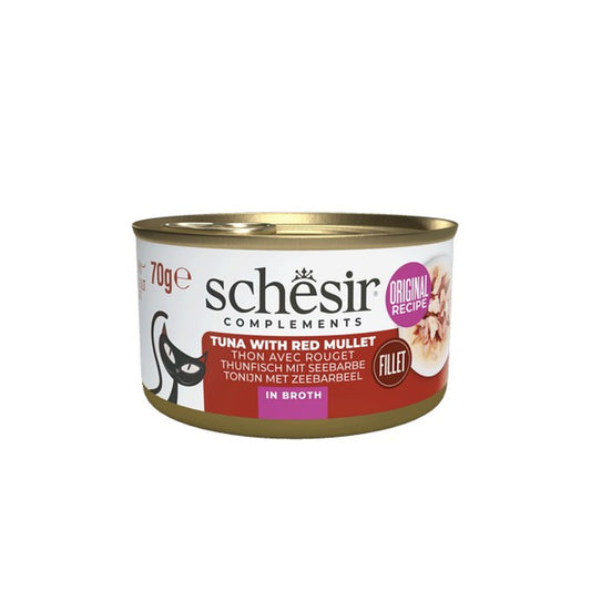 Schesir Wet Cat Food: Complements Can Tuna with Red Mullet In Broth 70g