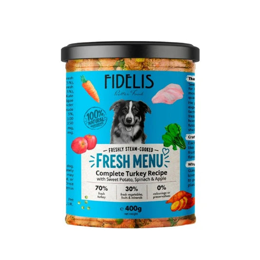 Fidelis Dog Food: Fresh Menu Turkey Recipe Complete 6x400g