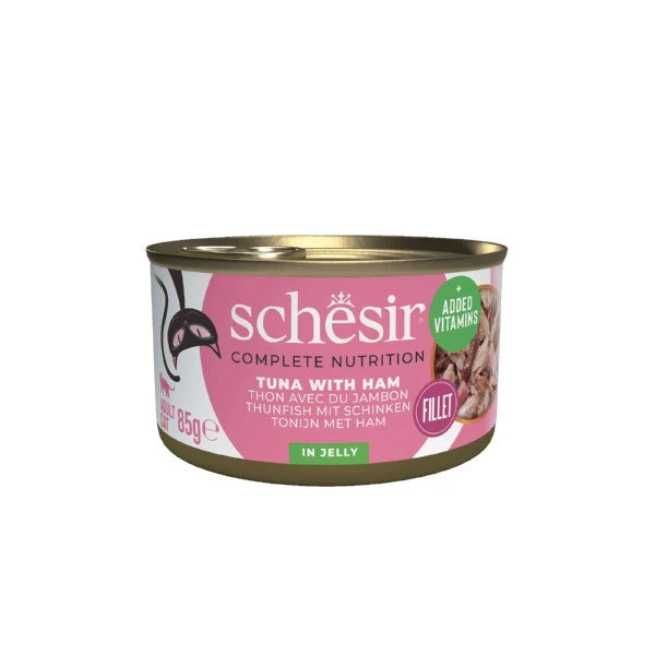 Schesir Wet Cat Food: Complete Tuna with Ham in Jelly 85g