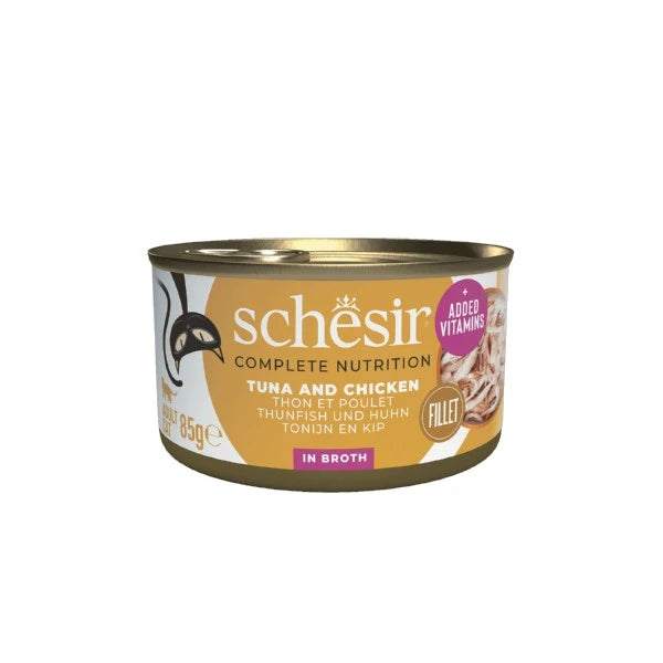 Schesir Wet Cat Food: Complete Tuna with Chicken in Broth 85g