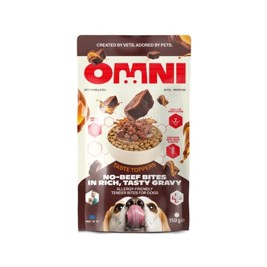 Omni Wet Dog Food: No-Beef Chunks in Gravy Topper 150g